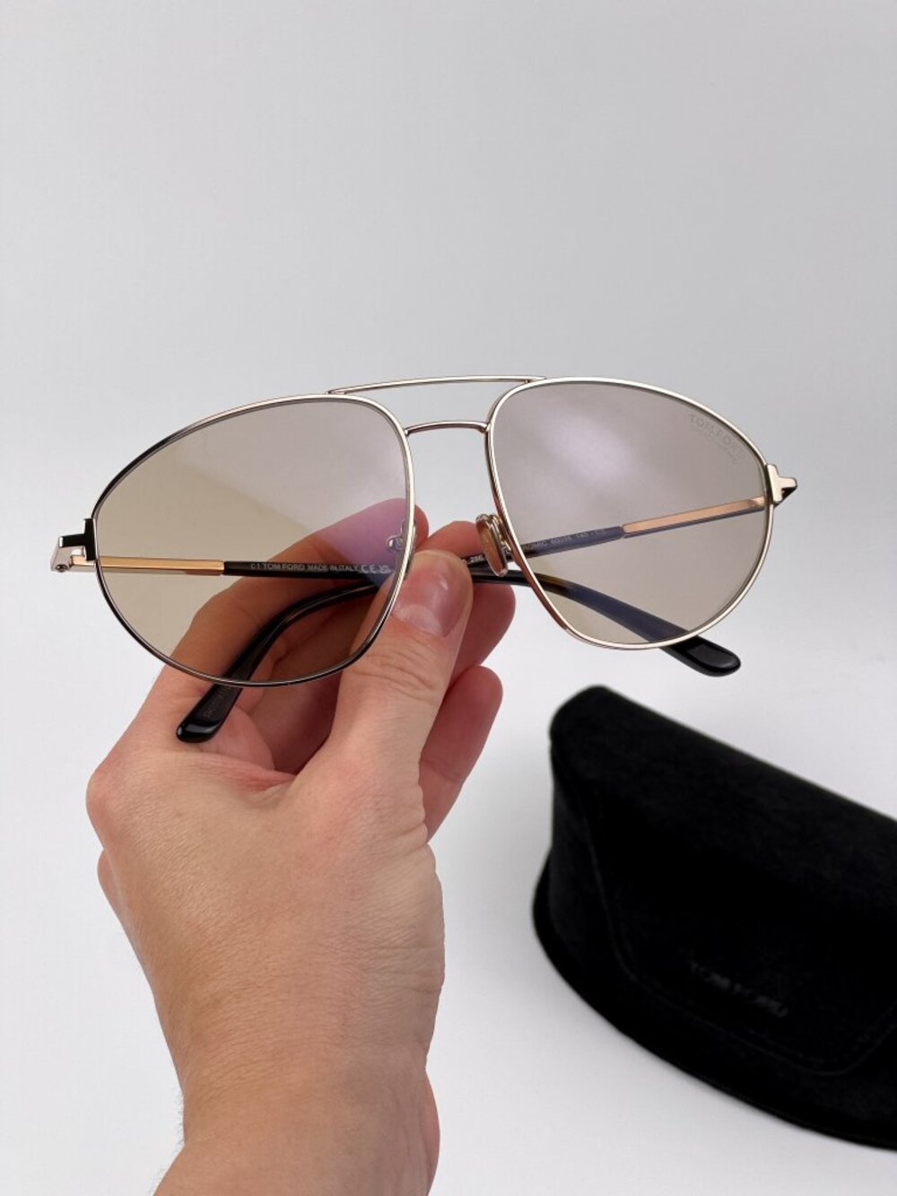 TOM FORD FT1095 KEN 28E SHINY ROSE GOLD AVIATOR SUNGLASSES